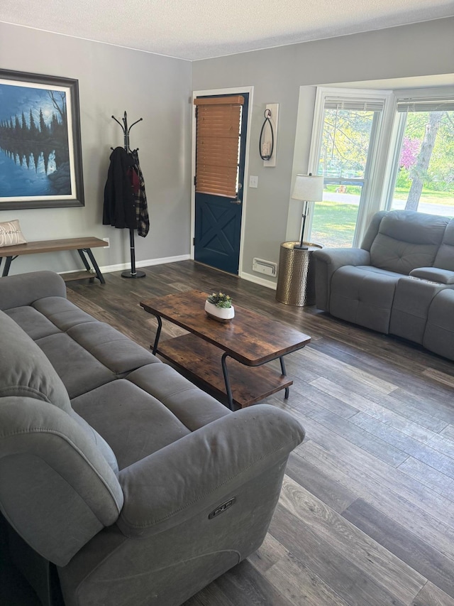 7000 164th Ave NW, Ramsey, MN 55303 - living area with wood finished floors, baseboards, and a textured ceiling