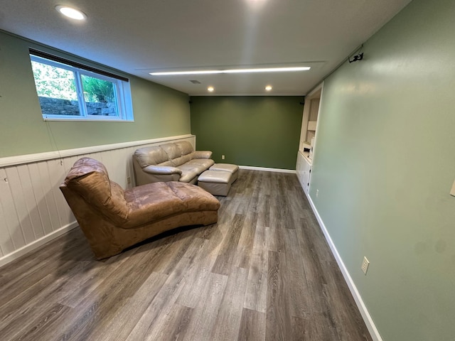 4220 23rd St NW, Willmar, MN 56201 - sitting room featuring wood finished floors, baseboards, wainscoting, and recessed lighting