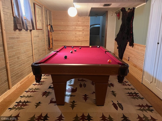 404 Clayborn Ave, Parkers Prairie, MN 56361 - game room with wood walls, billiards, and baseboards
