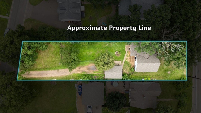 5844 Stagecoach Trl N, Oak Park Heights, MN 55082 - aerial view of property and surrounding area featuring property parcel outlined