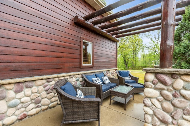 5784 Mcgowan Rd, Brainerd, MN 56401 - view of patio featuring outdoor lounge area and a pergola