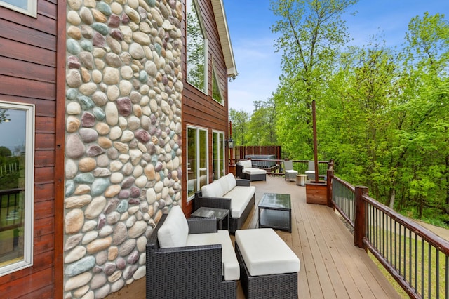 5784 Mcgowan Rd, Brainerd, MN 56401 - wooden terrace featuring an outdoor living space