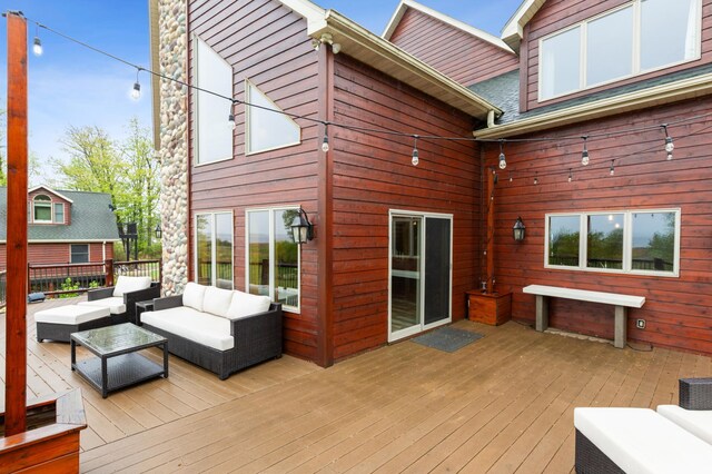 5784 Mcgowan Rd, Brainerd, MN 56401 - wooden deck with an outdoor hangout area