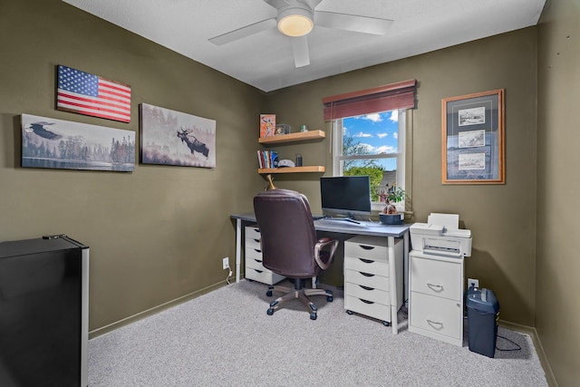 816 5th St S, Stillwater, MN 55082 - home office with carpet floors, a ceiling fan, and baseboards