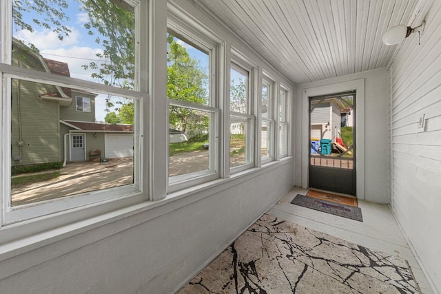 view of unfurnished sunroom