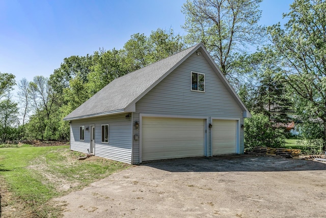 view of detached garage