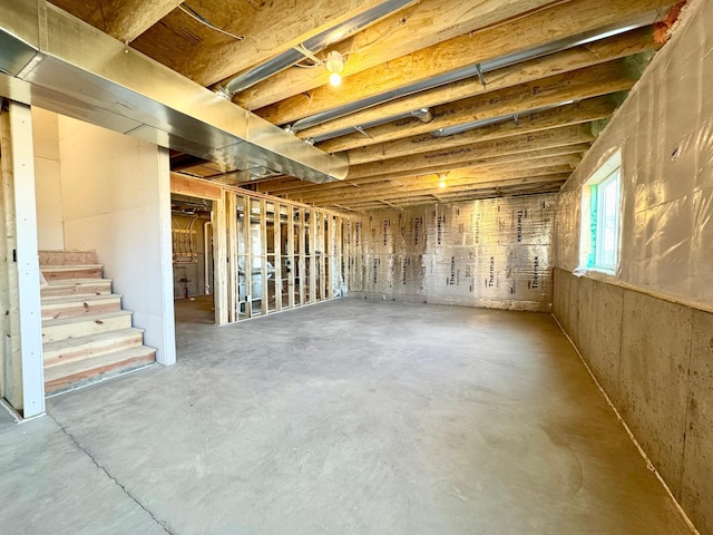 basement featuring stairway