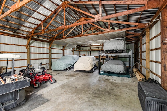 garage featuring metal wall