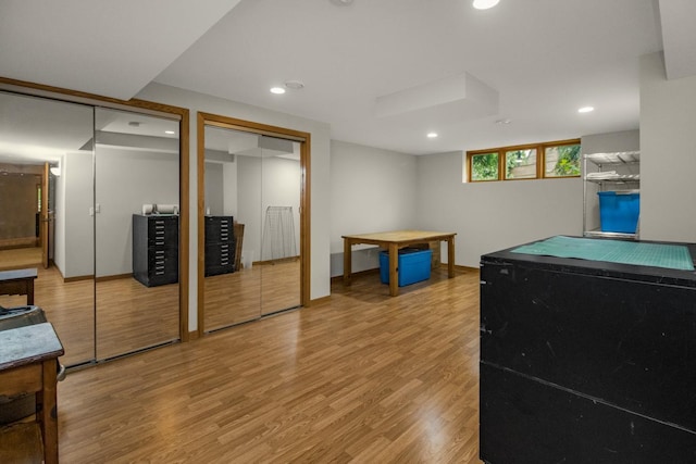 2 Edgcumbe Pl, Saint Paul, MN 55116 - rec room with light wood finished floors and recessed lighting