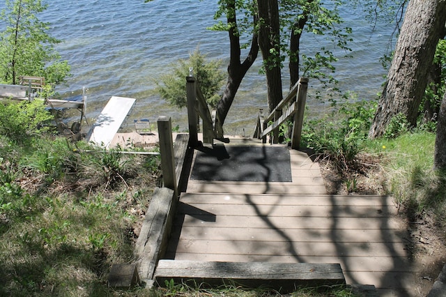39624 Crane Lake Dr, Clitherall Twp, MN 56515 - wooden terrace with a water view