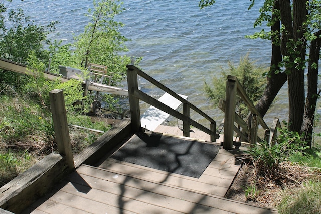 39624 Crane Lake Dr, Clitherall Twp, MN 56515 - wooden terrace with a water view