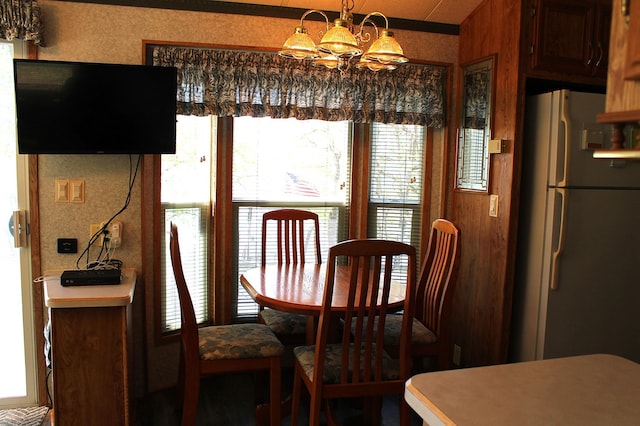 39624 Crane Lake Dr, Clitherall Twp, MN 56515 - dining area with a chandelier