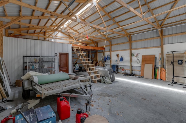 garage with metal wall