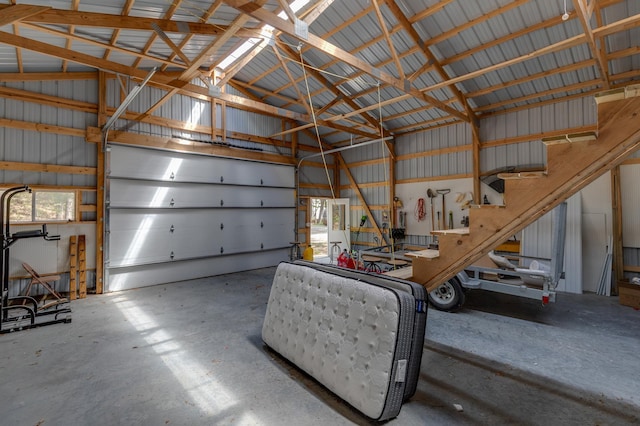 garage with metal wall