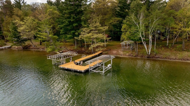 dock featuring a water view and boat lift
