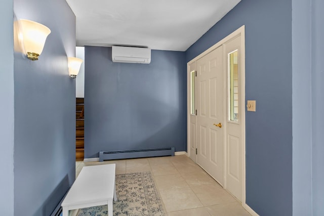 331 Sunset Ln N, Cambridge, MN 55008 - foyer entrance with a wall mounted AC, a baseboard radiator, and light tile patterned floors
