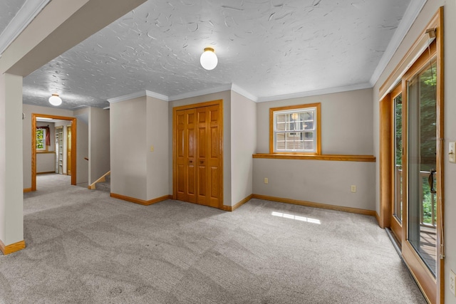 331 Sunset Ln N, Cambridge, MN 55008 - empty room featuring carpet, a textured ceiling, and crown molding