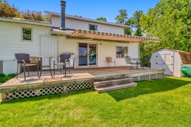 20473 Leisure Dr, Pelican Rapids, MN 56572 - back of house featuring a deck, a yard, and metal roof