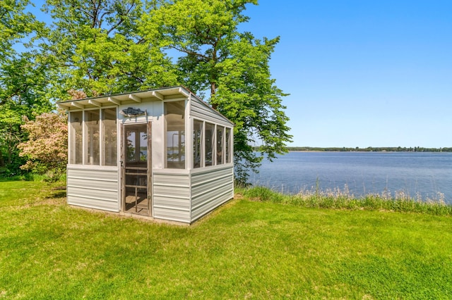 20473 Leisure Dr, Pelican Rapids, MN 56572 - view of outbuilding with a water view