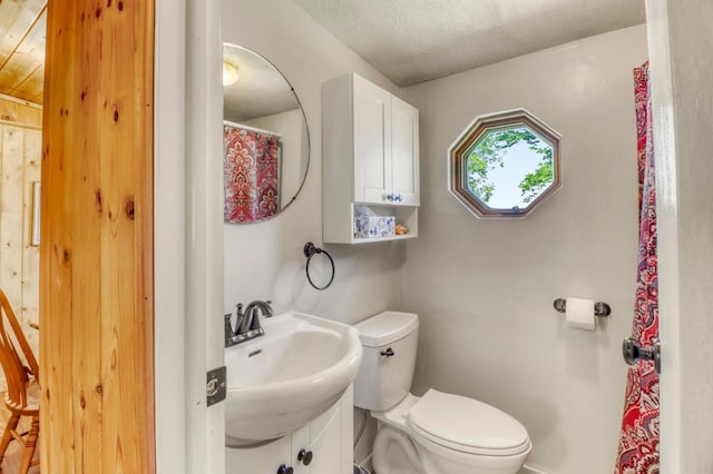 20473 Leisure Dr, Pelican Rapids, MN 56572 - bathroom featuring vanity, toilet, and a textured ceiling
