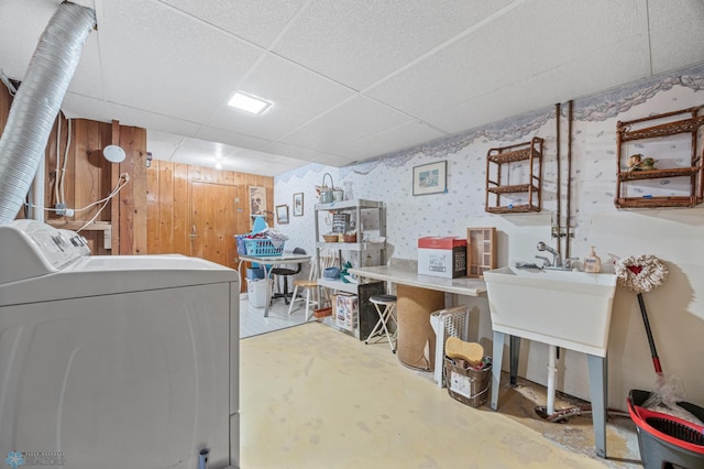 2020 5th St S, Moorhead, MN 56560 - finished below grade area with separate washer and dryer and a drop ceiling