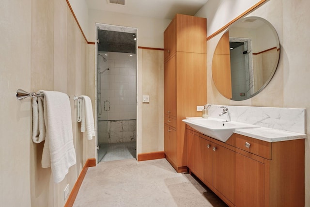 20545 Linden Rd, Deephaven, MN 55331 - full bath with vanity, a shower stall, and baseboards