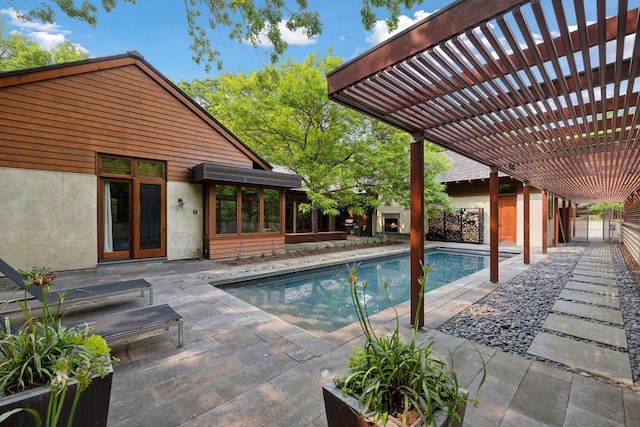 20545 Linden Rd, Deephaven, MN 55331 - outdoor pool with a pergola, a patio area, and a sunroom