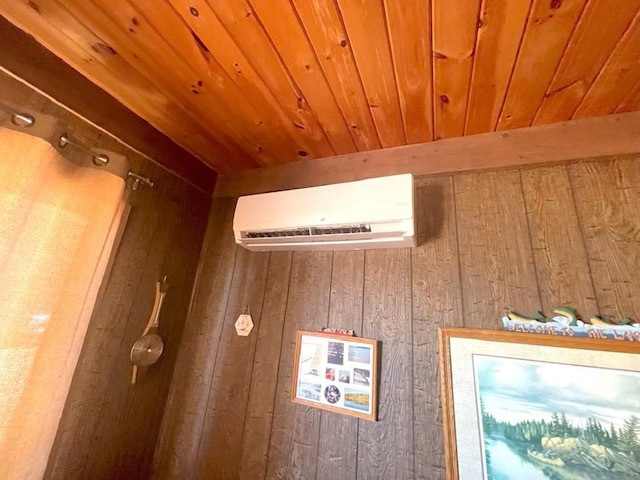 25186 US-71 # 18, Park Rapids, MN 56470 - detailed view of a wall unit AC, wooden walls, and wooden ceiling