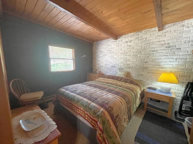 25186 US-71 # 18, Park Rapids, MN 56470 - bedroom with wood ceiling, beamed ceiling, and brick wall