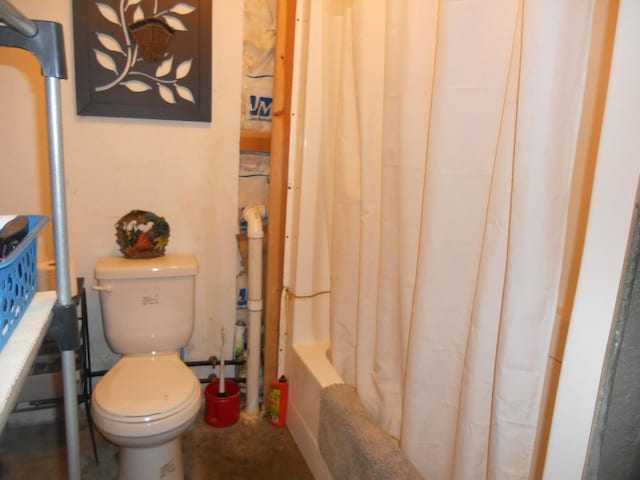 39769 Kestrel Ave, Tamarack, MN 55787 - bathroom with toilet and shower / bath combination with curtain