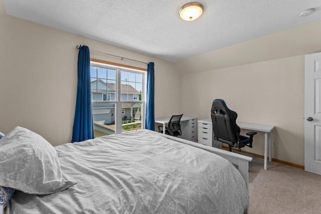 2737 Faulkner Dr, Chaska, MN 55318 - bedroom with a textured ceiling, carpet floors, baseboards, and vaulted ceiling