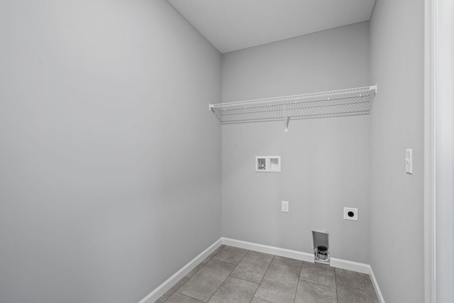 14617 Quintana St NW, Ramsey, MN 55303 - laundry area featuring hookup for an electric dryer, hookup for a washing machine, baseboards, and light tile patterned floors