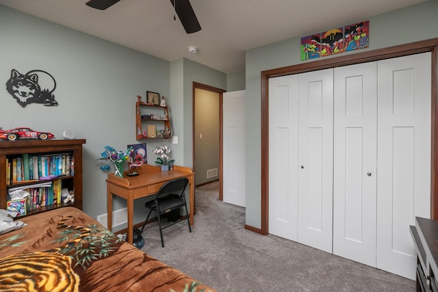 802 10th St NE, Kasson, MN 55944 - home office with carpet, a ceiling fan, and baseboards