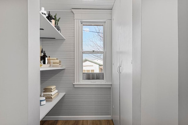 detailed view of wood finished floors and baseboards