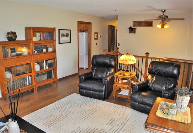 1401 5th St, Montevideo, MN 56265 - living area featuring ceiling fan and wood finished floors