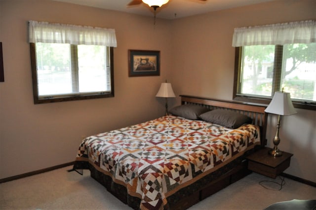 1401 5th St, Montevideo, MN 56265 - carpeted bedroom with multiple windows, baseboards, and ceiling fan