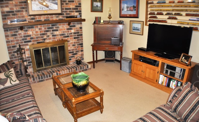 1401 5th St, Montevideo, MN 56265 - carpeted living room with a brick fireplace