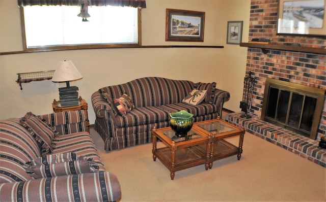 1401 5th St, Montevideo, MN 56265 - living room with carpet, plenty of natural light, and a brick fireplace