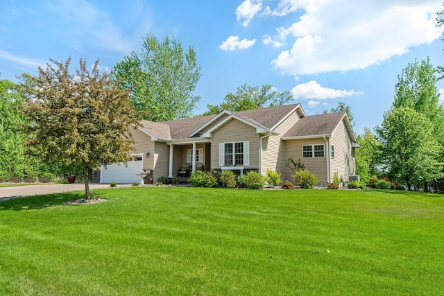 855 Elins Lake Rd SE, Cambridge, MN 55008 - ranch-style house featuring a front yard, a garage, concrete driveway, and a shingled roof