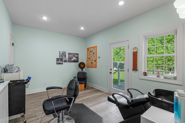 855 Elins Lake Rd SE, Cambridge, MN 55008 - home office featuring recessed lighting, light wood finished floors, and baseboards