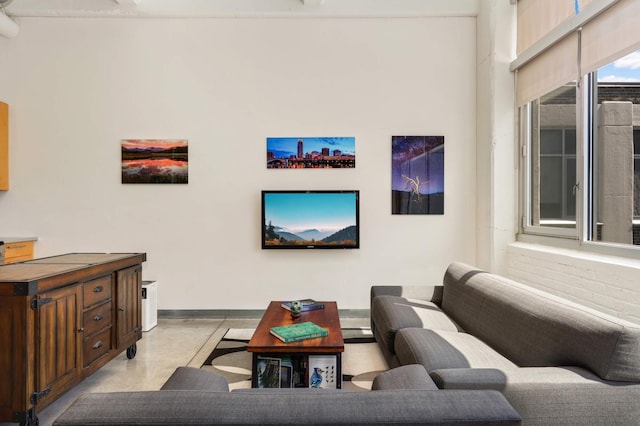 living area with baseboards
