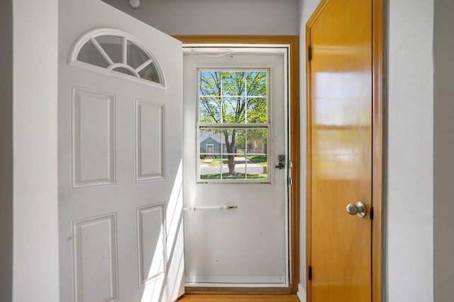 4528 6th St NE, Columbia Heights, MN 55421 - entryway with light wood-type flooring and baseboards
