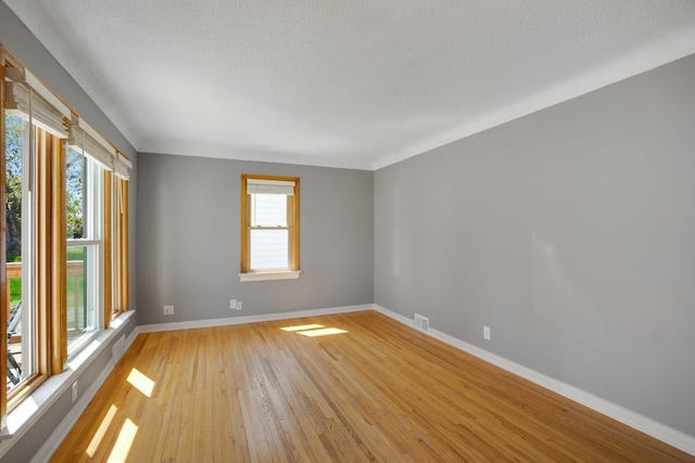 4528 6th St NE, Columbia Heights, MN 55421 - spare room with a textured ceiling, light wood-style flooring, and baseboards