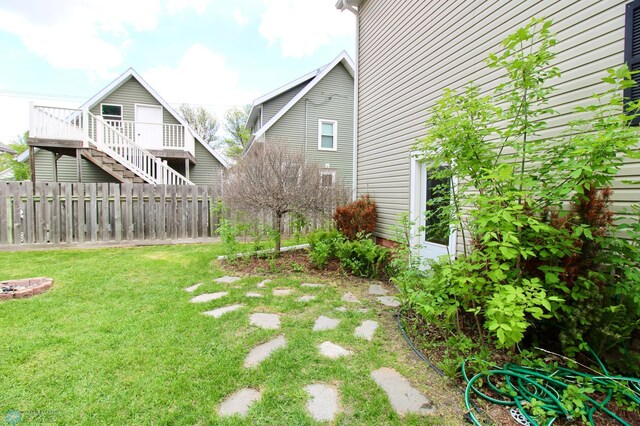 view of yard with stairway