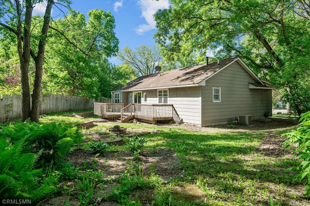 230 8th St NW, Elk River, MN 55330 - back of house featuring fence and a wooden deck