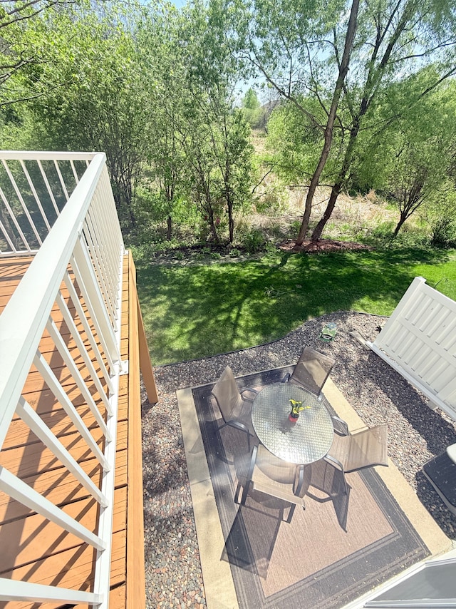 5173 Farnham Dr N, Hugo, MN 55038 - view of grassy yard with a wooden deck and a patio area
