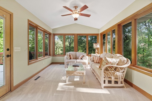 11600 43rd Ave N, Plymouth, MN 55442 - sunroom featuring vaulted ceiling, baseboards, and carpet