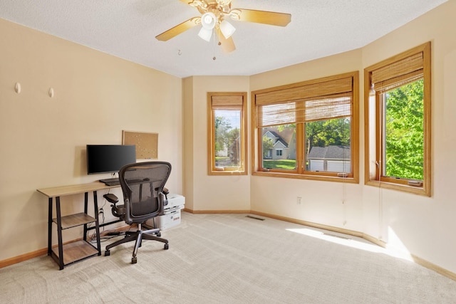 11600 43rd Ave N, Plymouth, MN 55442 - carpeted office with baseboards, ceiling fan, and a textured ceiling