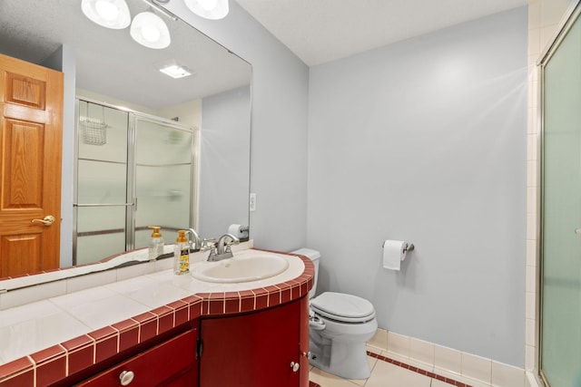 11600 43rd Ave N, Plymouth, MN 55442 - full bath featuring toilet, a shower stall, tile patterned floors, vanity, and baseboards