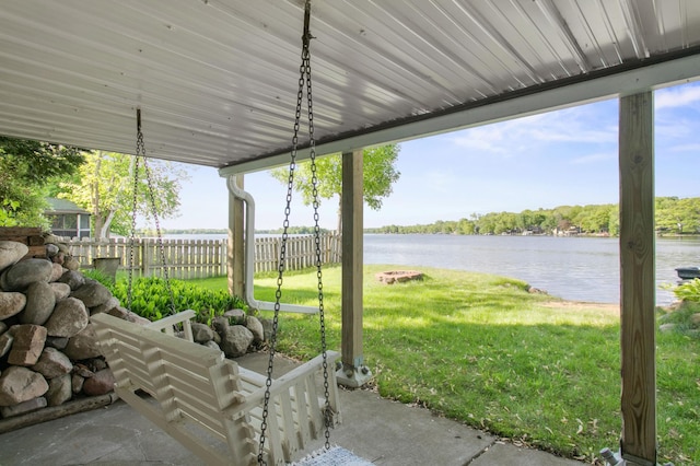 12177 Fremont Ln, Zimmerman, MN 55398 - view of patio featuring a water view
